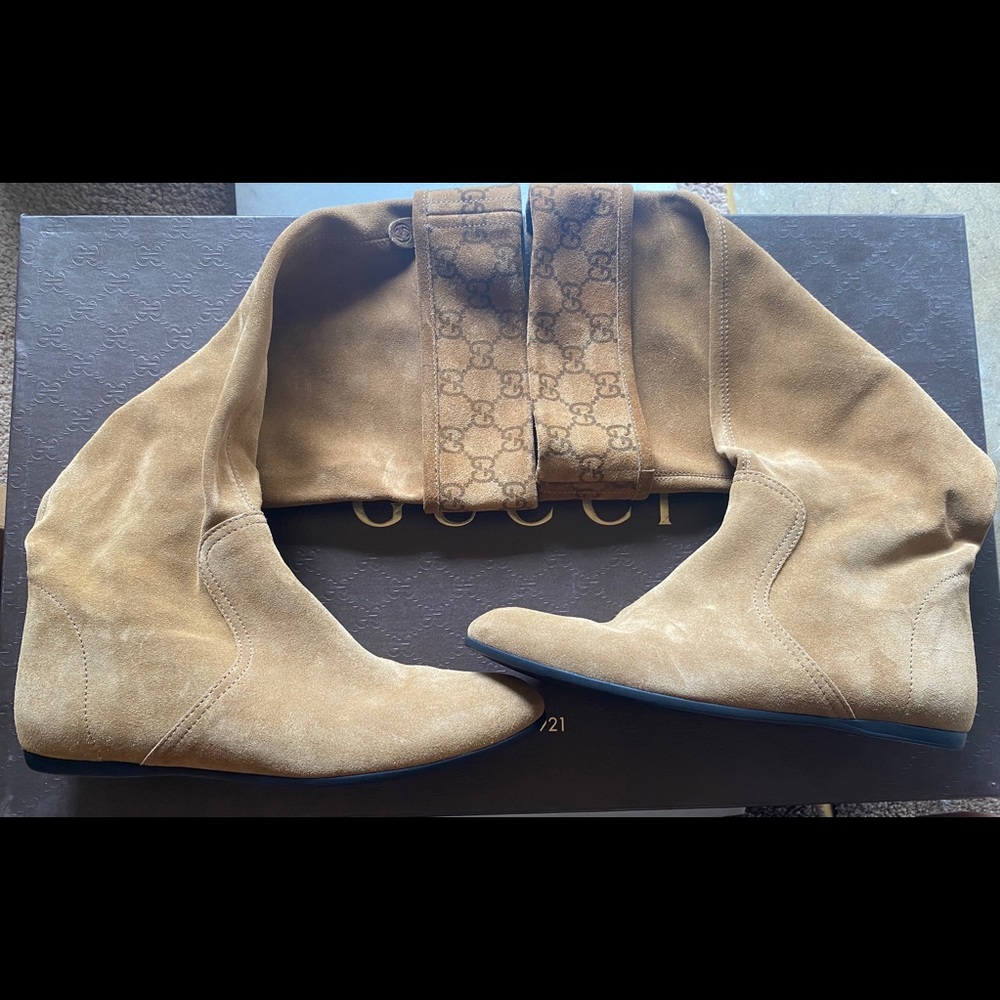 Gucci GG Print Suede Booties sz 5/35